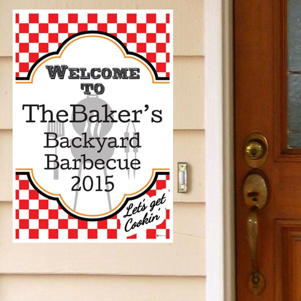 BBQ Cookout Party Door Greeter, Editable PDF Printable by Birthday Direct