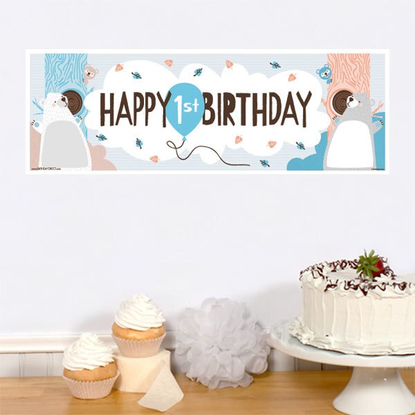 Little Bear 1st Birthday Small Banner, 8.5x11 Printable PDF by Birthday Direct