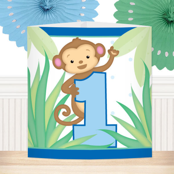 Little Monkey Blue 1st Birthday Centerpiece, 8.5x11 Printable PDF by Birthday Direct