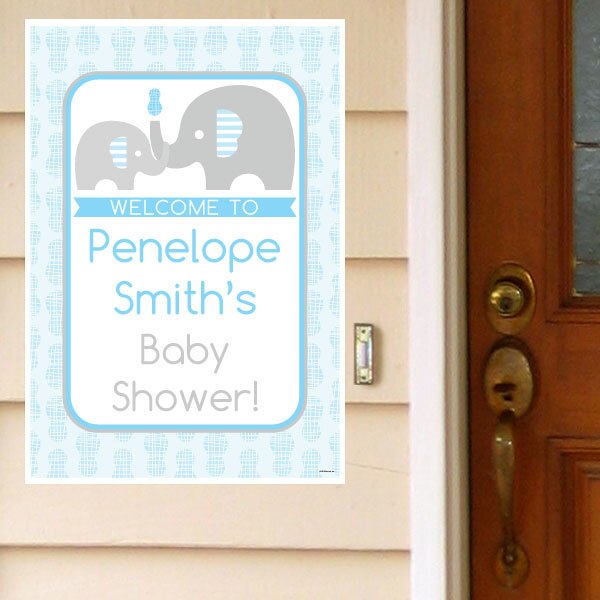 Elephant Little Peanut Blue Baby Shower Door Greeter, Editable PDF Printable by Birthday Direct