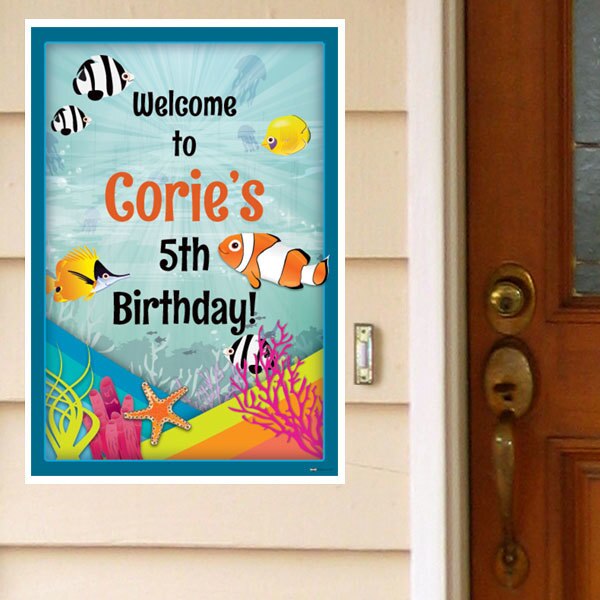 Clown Fish Party Welcome Sign, Editable Canva Template by Birthday Direct