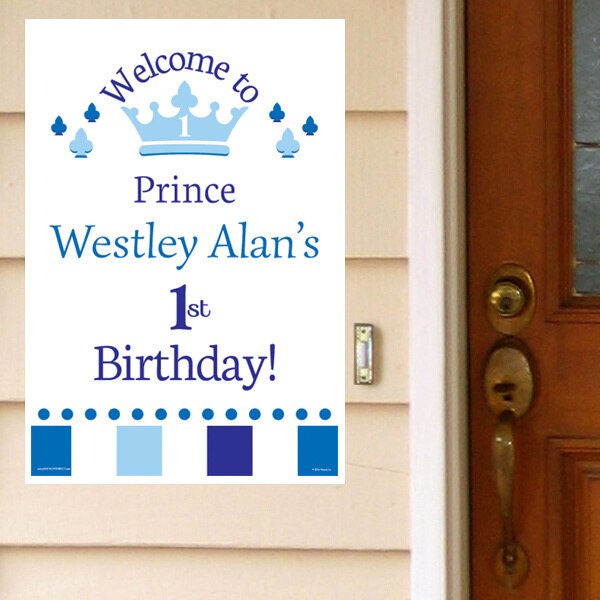 Little Prince 1st Birthday Door Greeter, Editable PDF Printable by Birthday Direct