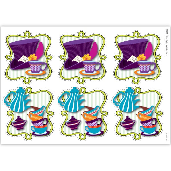 Mad Hatter Tea Party Decoration-Activity, 8.5x11-in Sheets, Printable PDF by Birthday Direct