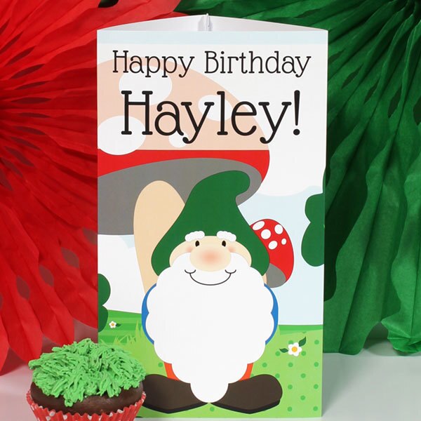 Woodland Gnome Birthday Centerpiece, 10 inch Editable Canva Template by Birthday Direct