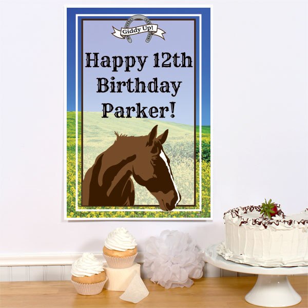 Horse Meadow Party Sign, Editable PDF Printable by Birthday Direct