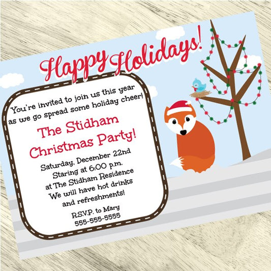 Christmas Woodland Party Invitation, 5x7-in, Editable PDF Printable by Birthday Direct