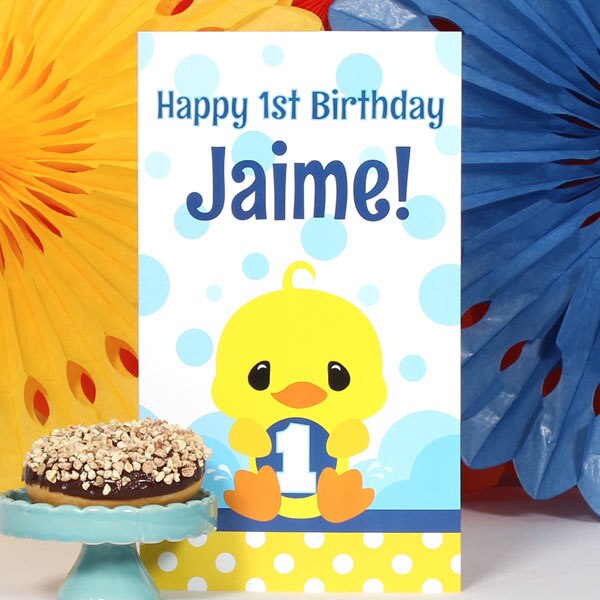 Little Ducky 1st Birthday Centerpiece, 10 inch Editable PDF Printable by Birthday Direct