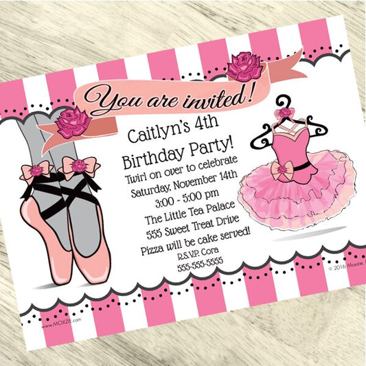 Ballerina Party Invitation, 5x7-in, Editable PDF Printable by Birthday Direct