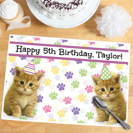 Little Kitten Party Placemat, 8.5x11 Editable PDF Printable by Birthday Direct