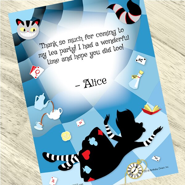 Alice in Wonderland Party Thank You, 5x7-in, Editable PDF Printable by Birthday Direct