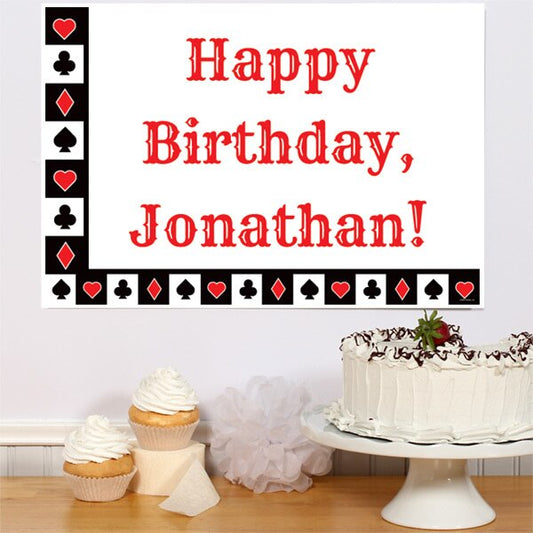 Playing Card Suits Party Sign, Editable PDF Printable by Birthday Direct