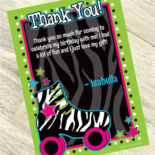 Roller Skate Party Thank You, 5x7-in, Editable Canva Template by Birthday Direct