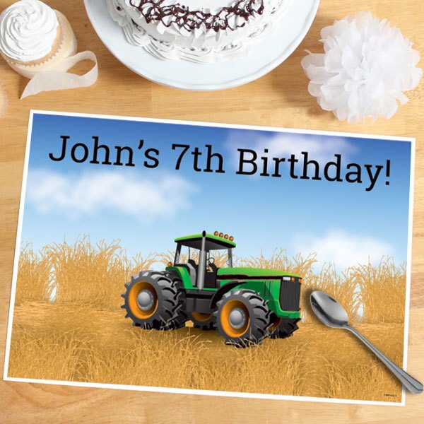 Farm Tractor Party Placemat, 8.5x11 Editable PDF Printable by Birthday Direct