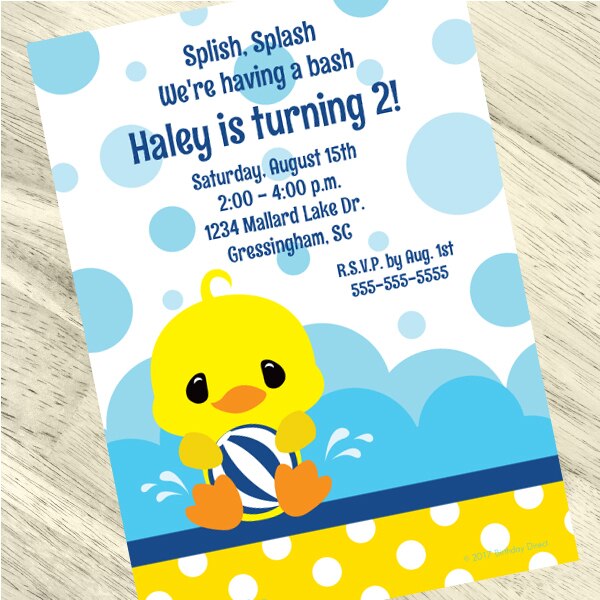 Little Ducky Party Invitation, 5x7-in, Editable PDF Printable by Birthday Direct