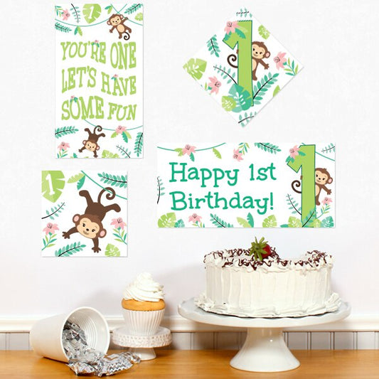 Little Monkey 1st Birthday Sign Cutouts Wall Decoration, 8.5x11 Printable PDF by Birthday Direct