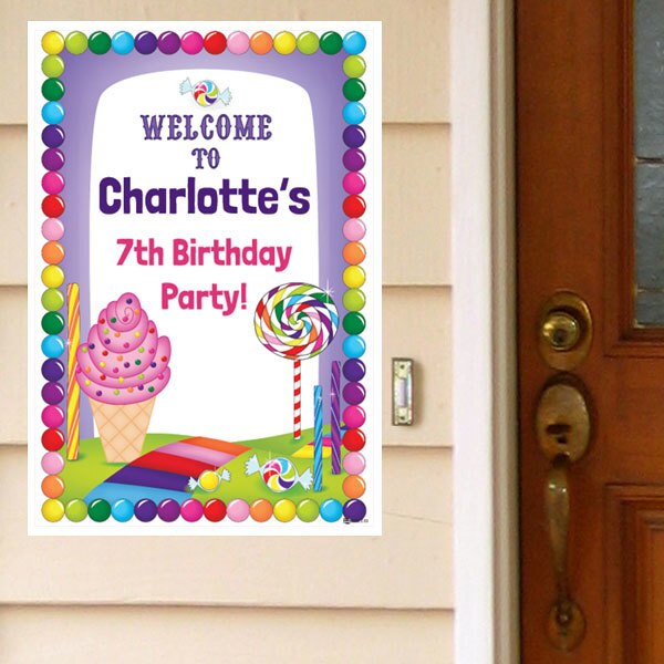 Sweet Candy Party Door Greeter, Editable PDF Printable by Birthday Direct