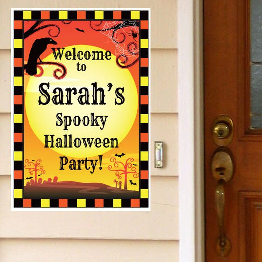 Halloween Vintage Party Door Greeter, Editable PDF Printable by Birthday Direct