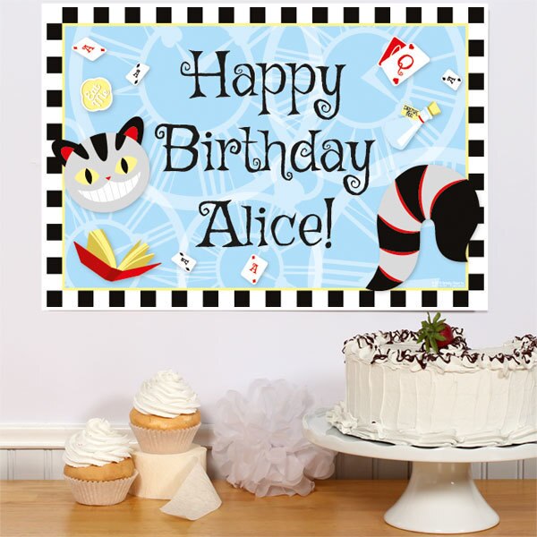 Alice in Wonderland Birthday Sign, Editable PDF Printable by Birthday Direct