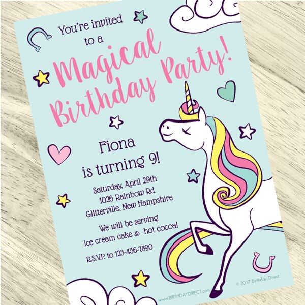 Unicorn Pony Party Invitation Template, 5x7 Editable Text with Canva ...