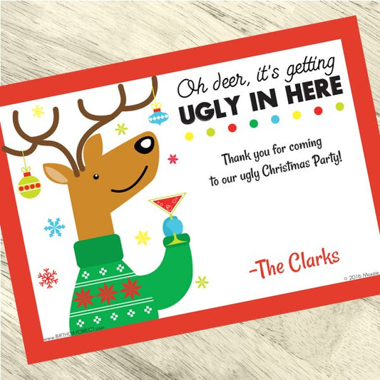 Christmas Ugly Sweater Party Thank You, 5x7-in, Editable PDF Printable by Birthday Direct