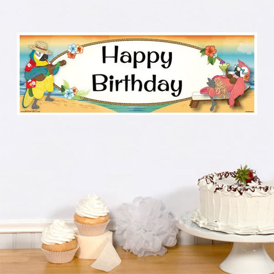 Parrot in Paradise Birthday Small Banner, 8.5x11 Printable PDF by Birthday Direct