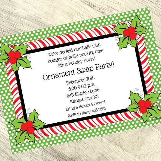 Christmas Candy Canes Party Invitation, 5x7-in, Editable PDF Printable by Birthday Direct