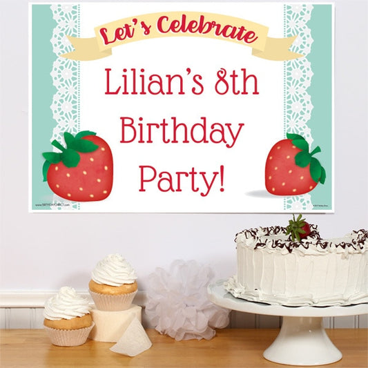 Strawberry Party Sign, 8.5x11 Editable PDF Printable by Birthday Direct