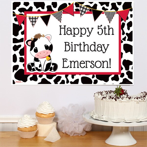 Little Cow Party Sign, Editable PDF Printable by Birthday Direct