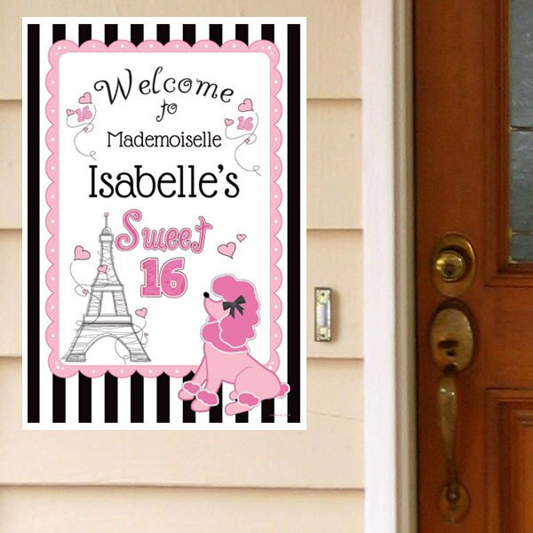 Paris Ooh La La Birthday Door Greeter, Editable PDF Printable by Birthday Direct