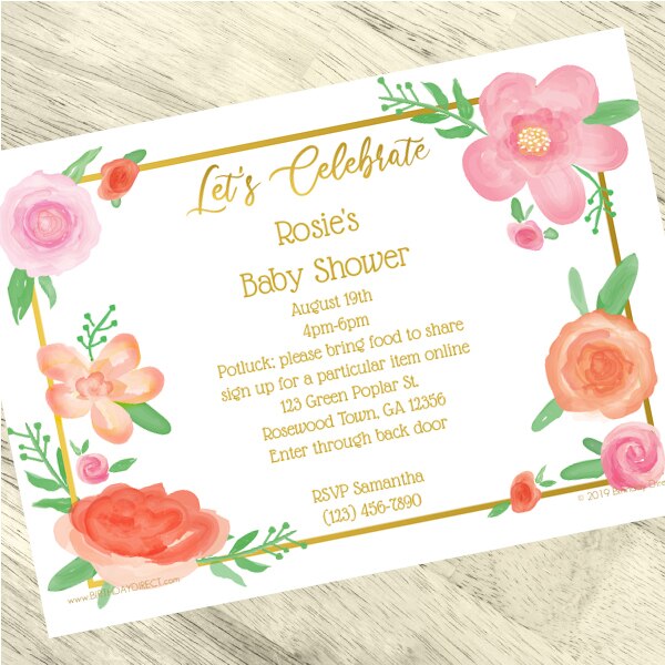 Floral Party Invitation, 5x7-in, Editable PDF Printable by Birthday Direct