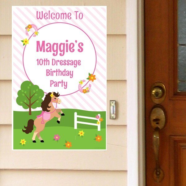 Playful Pony Party Door Greeter, Editable PDF Printable by Birthday Direct