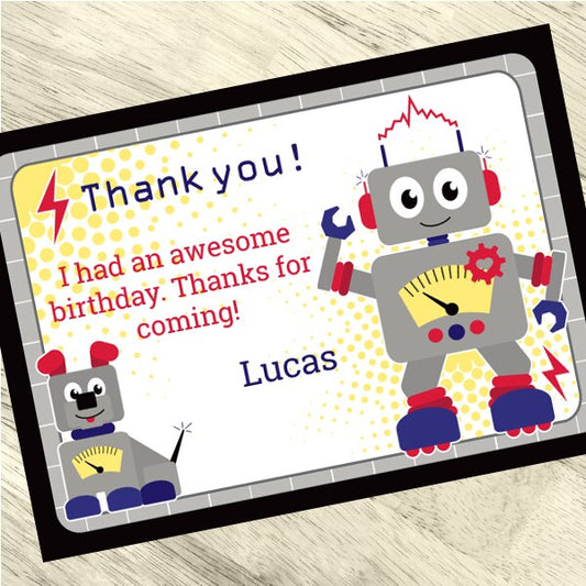 Little Robot Party Thank You, 5x7-in, Editable PDF Printable by Birthday Direct