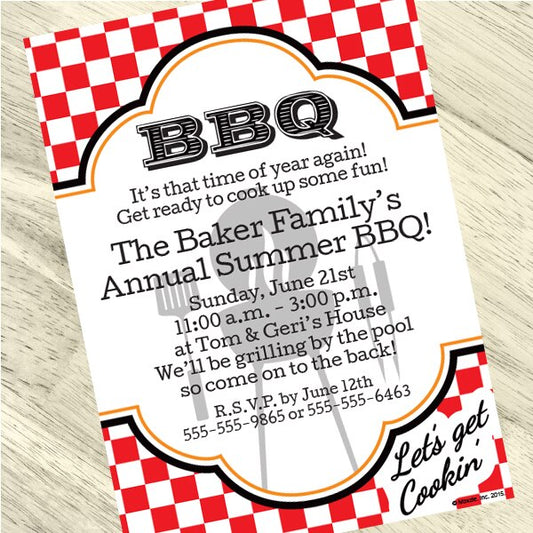 BBQ Cookout Party Invitation, 5x7-in, Editable PDF Printable by Birthday Direct