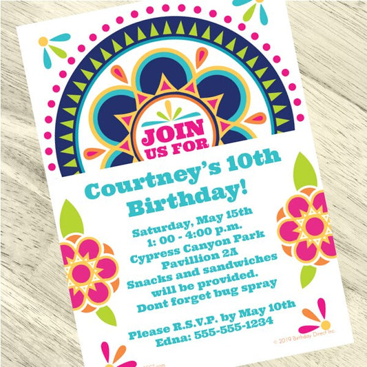 Bohemian Fiesta Party Invitation, 5x7-in, Editable PDF Printable by Birthday Direct