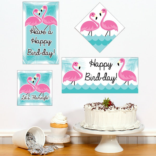 Flamingo Birthday Sign Cutouts Wall Decoration, 8.5x11 Printable PDF by Birthday Direct