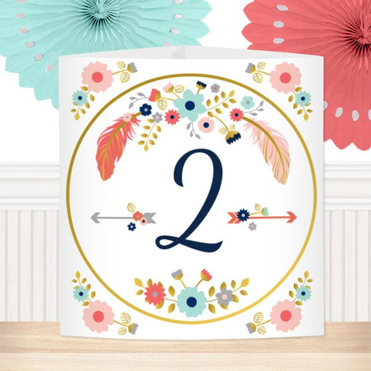 Boho 2nd Birthday Centerpiece, 8.5x11 Printable PDF by Birthday Direct