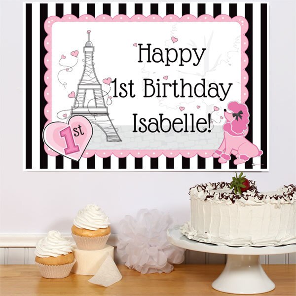 Paris Ooh La La 1st Birthday Sign, Editable PDF Printable by Birthday Direct