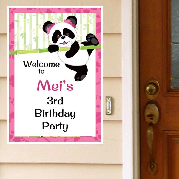 Little Panda Party Welcome Sign, Editable Canva Template by Birthday Direct