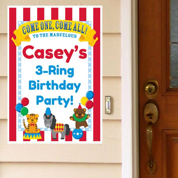 Big Top Circus Party Door Greeter, Editable PDF Printable by Birthday Direct