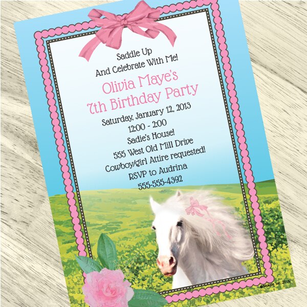 Horse Style Party Invitation, 5x7-in, Editable PDF Printable by Birthday Direct