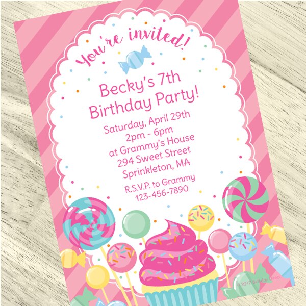 Candy Party Invitation, 5x7-in, Editable PDF Printable by Birthday Direct