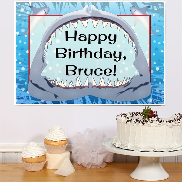 Shark Party Sign, Editable PDF Printable by Birthday Direct