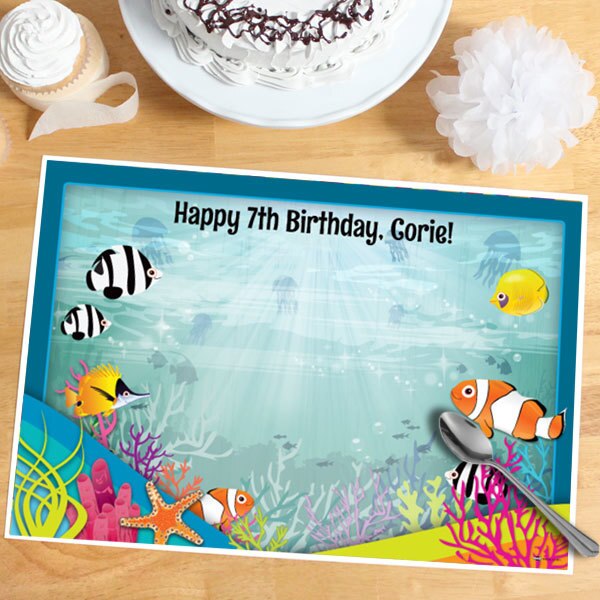 Clown Fish Party Placemat, 8.5x11 Editable PDF Printable by Birthday Direct