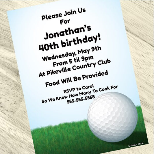 Golf Party Invitation, 5x7-in, Editable PDF Printable by Birthday Direct