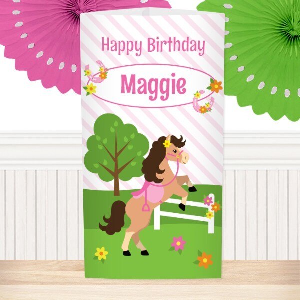 Playful Pony Birthday Centerpiece, 10 inch Editable PDF Printable by Birthday Direct