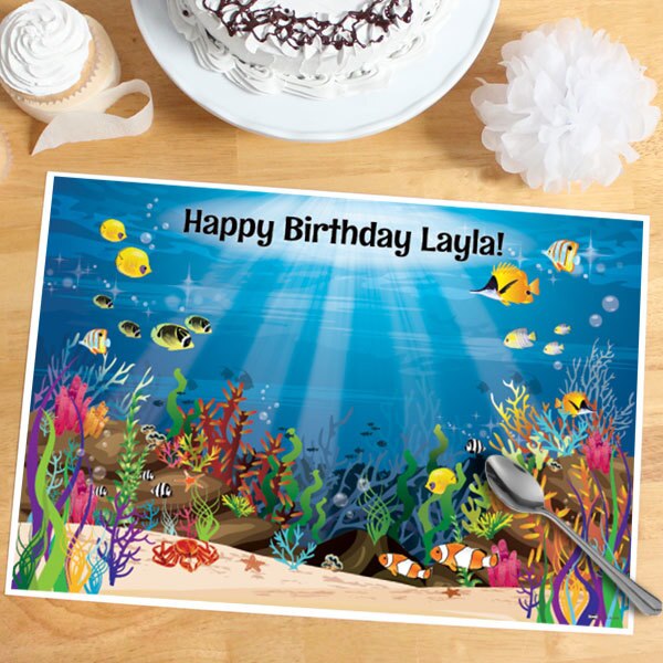 Under the Sea Party Placemat, 8.5x11 Editable PDF Printable by Birthday Direct