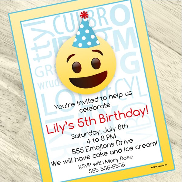 Emoji Party Invitation, 5x7-in, Editable PDF Printable by Birthday Direct