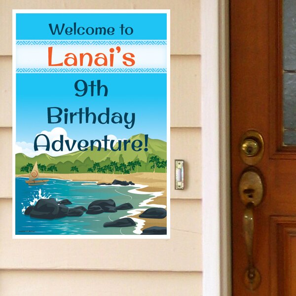 Polynesian Island Party Door Greeter, Editable PDF Printable by Birthday Direct