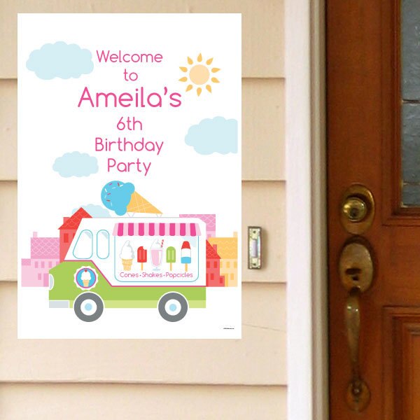 Ice Cream Party Door Greeter, Editable PDF Printable by Birthday Direct