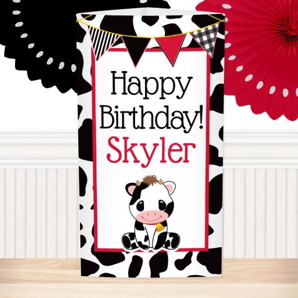 Little Cow Birthday Centerpiece, 10 inch Editable PDF Printable by Birthday Direct